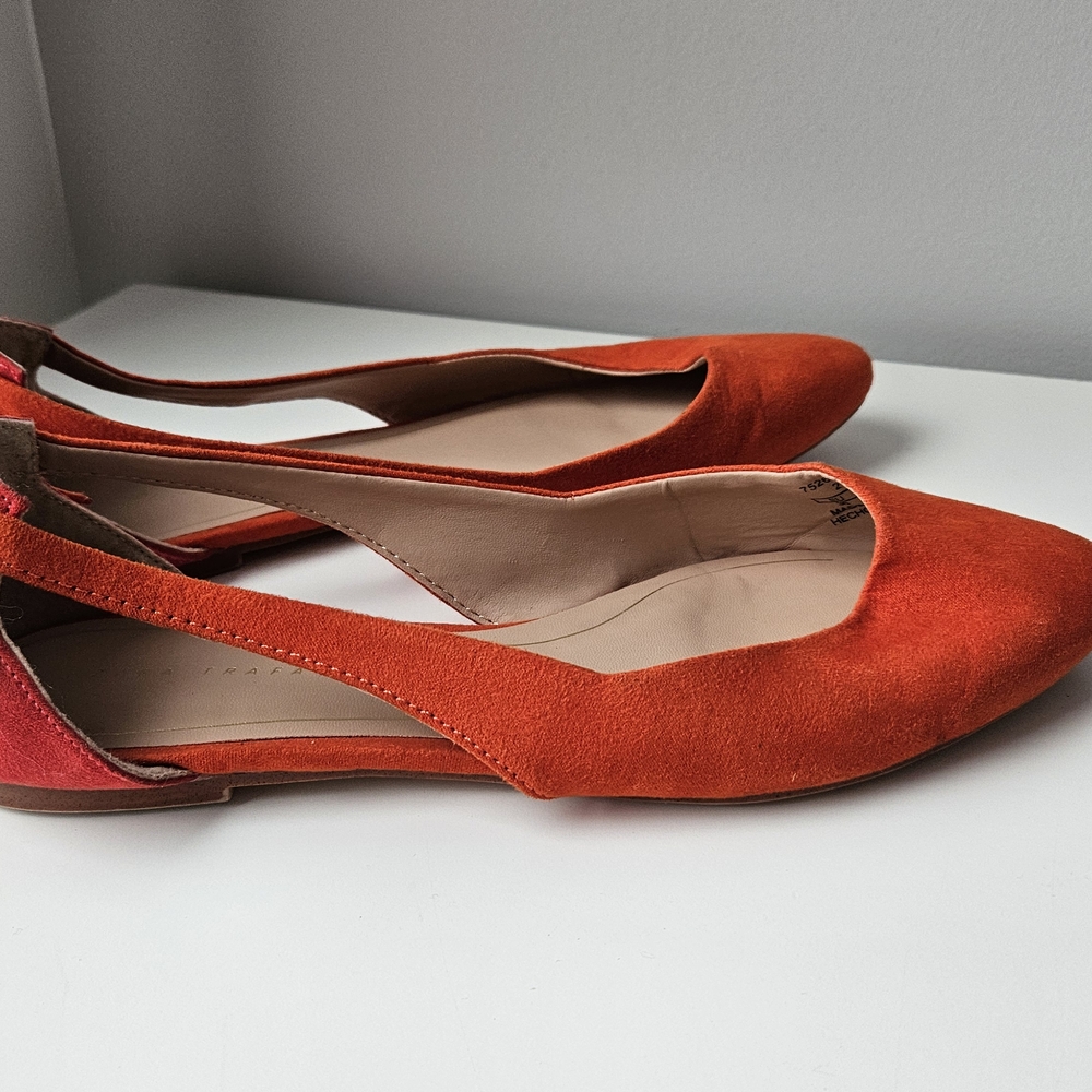 Women's Orange Suede Flats